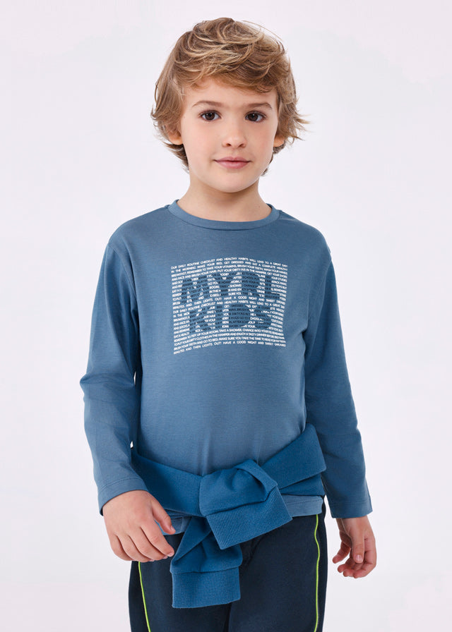 Mayoral Boy AW23 Stone Blue Long Sleeved Top 173