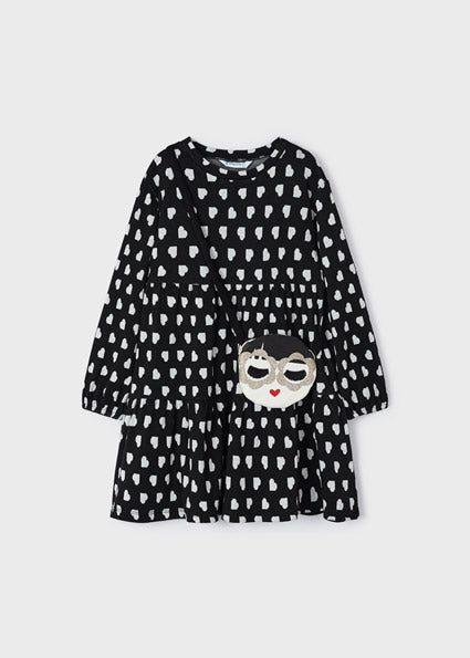 Mayoral Girl Black & White Heart Dress with Purse 4932