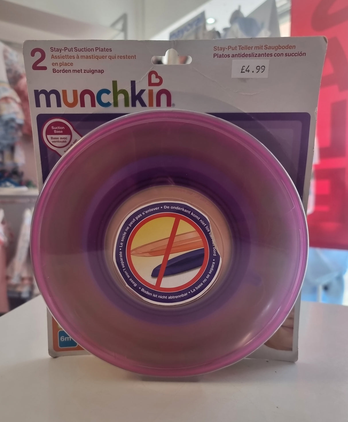 Munchkin 2 set Stay Put Suction Plates Pink Green