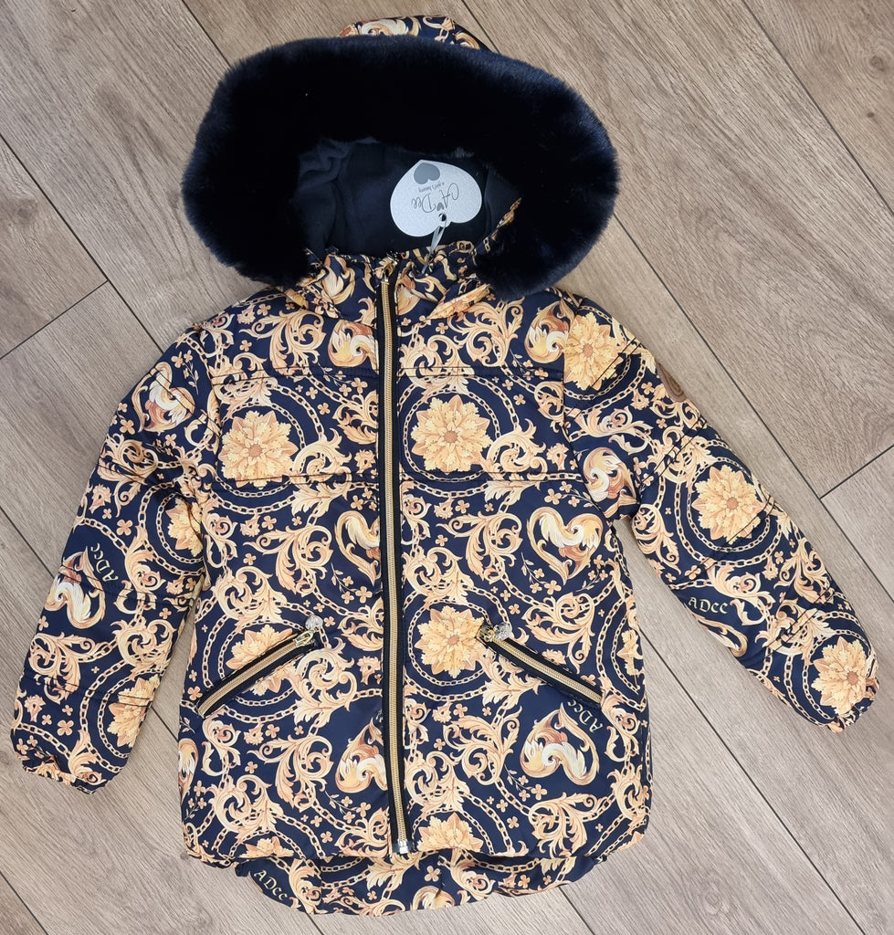 A Dee AW23 5 Year SAMPLE Black & Gold Printed Coat