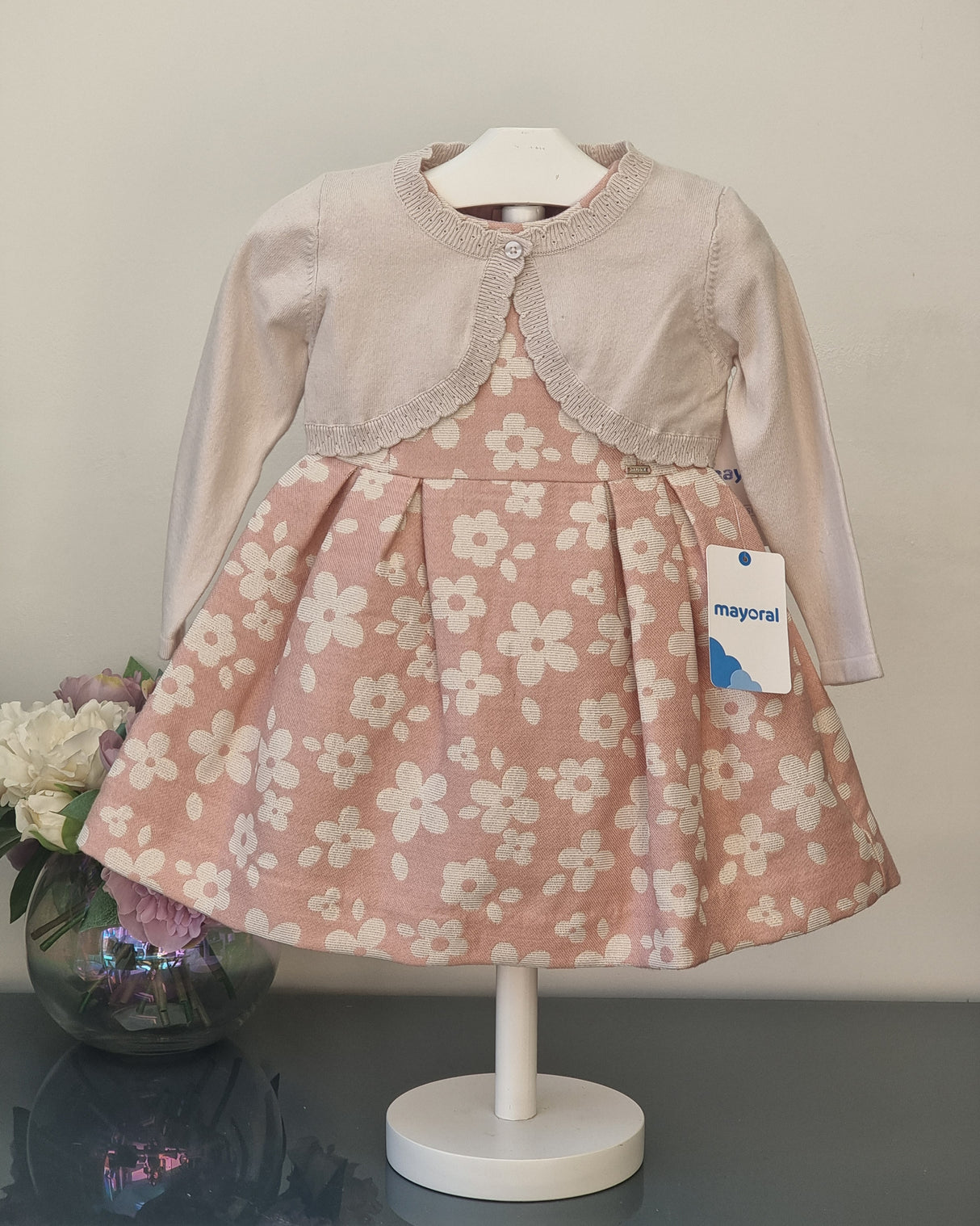 Mayoral Age 2yr Dusky pink dress & cardigan.