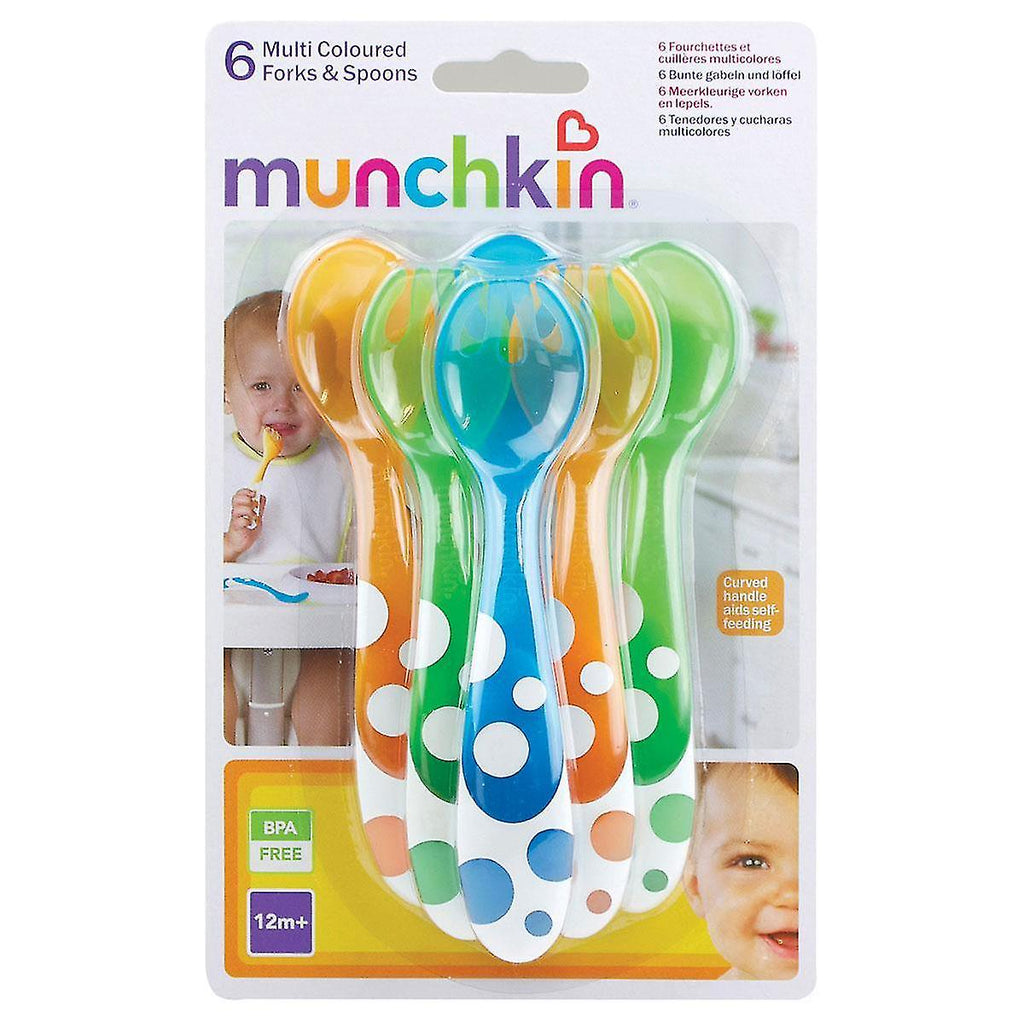 Munchkin 6 Multi Coloured Forks & Spoons