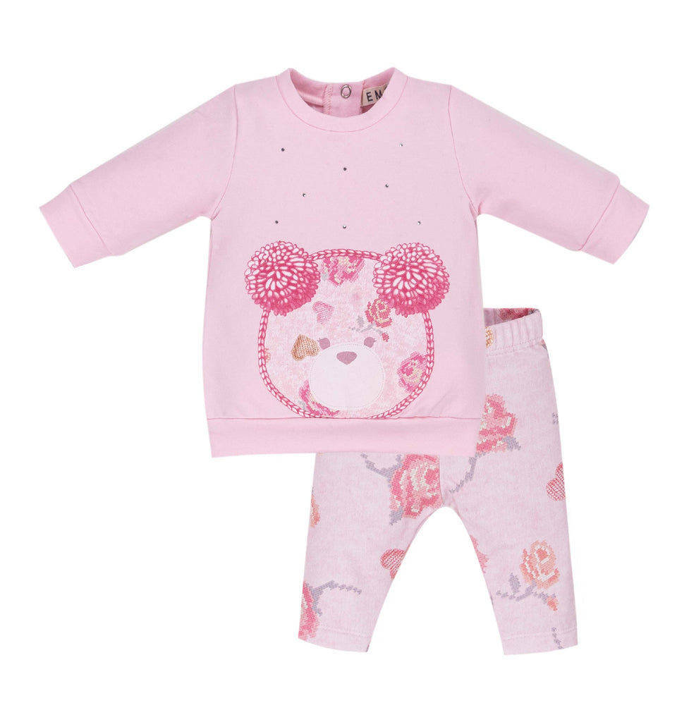 EMC AW23 Baby Girls Pink Bear Fleece Set 3337