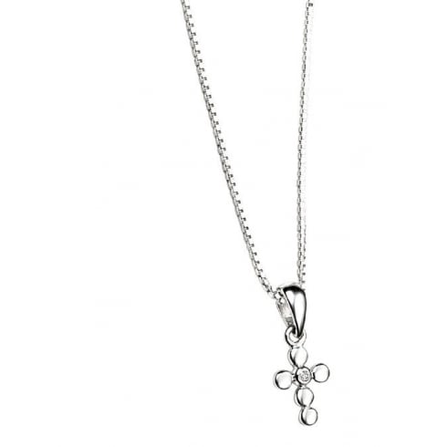D for Diamond Sterling Silver Cross Necklace