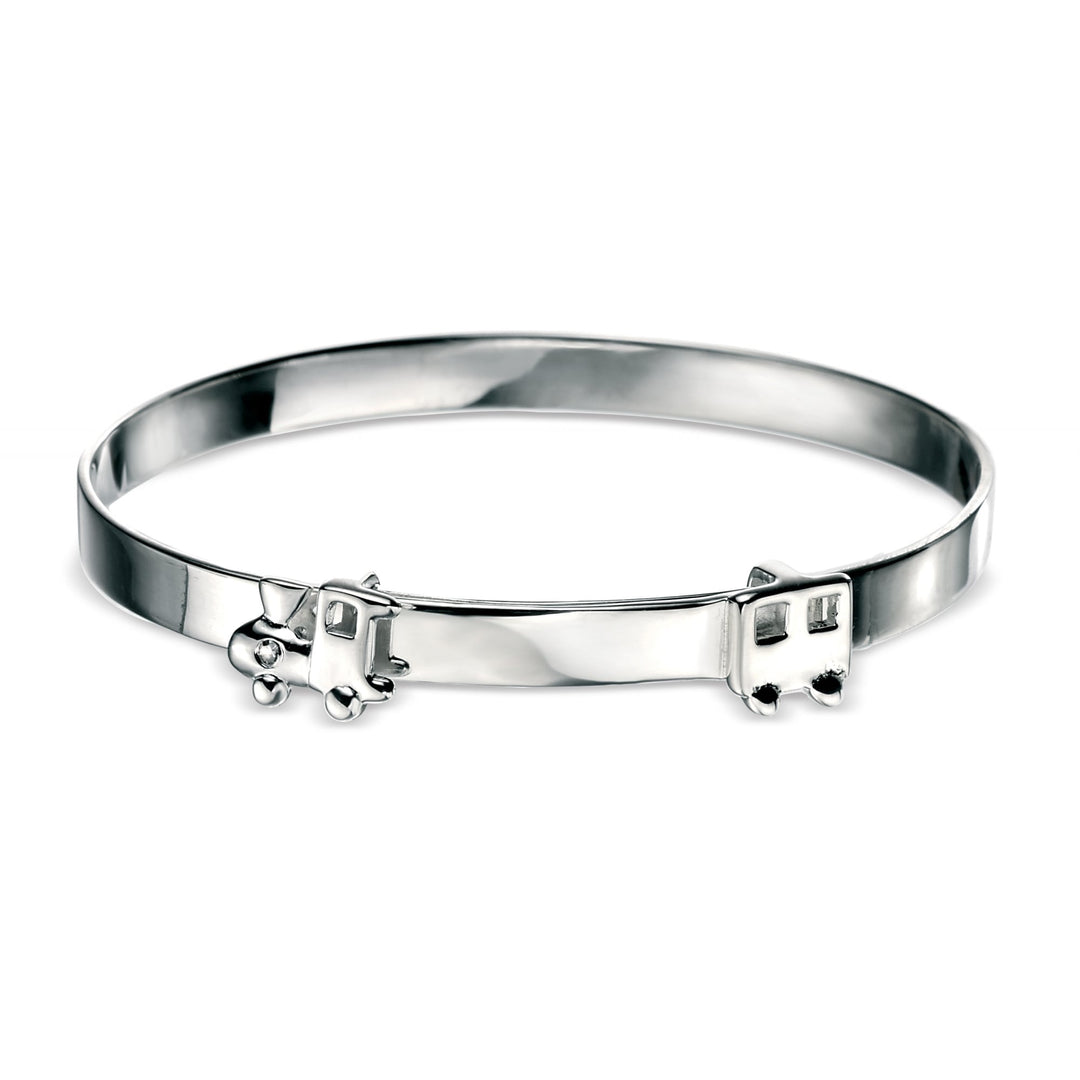 D for Diamond Sterling Silver Train Baby Bangle