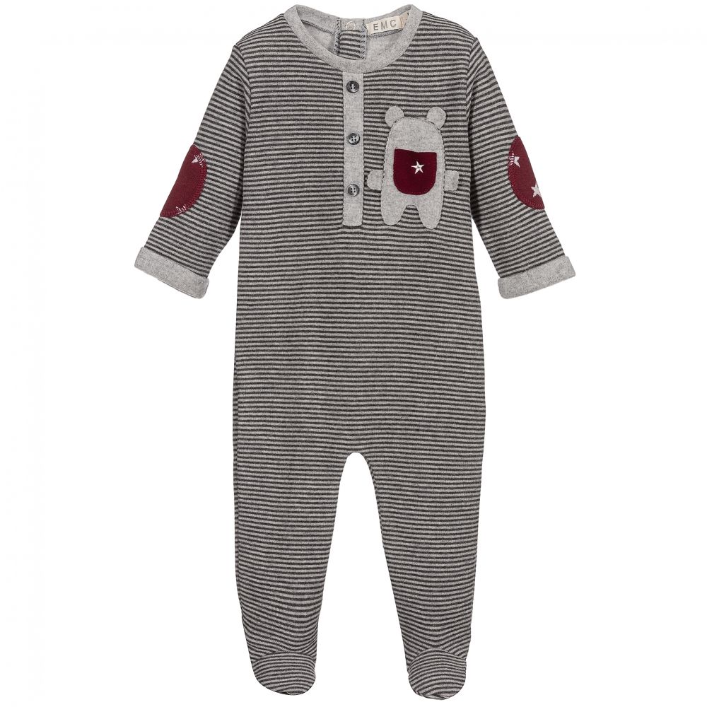 EMC Baby Boys Grey Striped Baby grow 6347