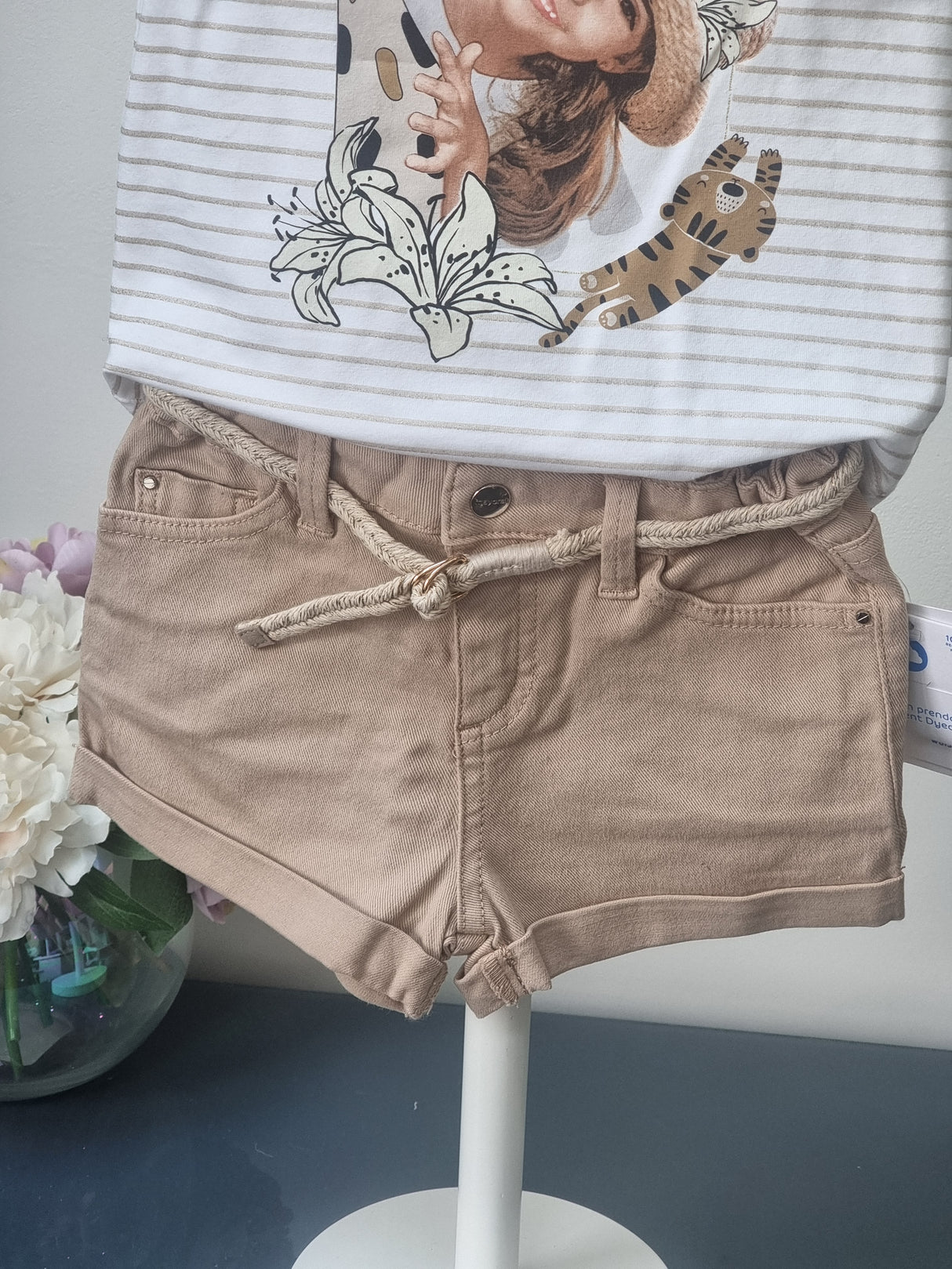 Mayoral Age 4yr Sample camel shorts & striped top