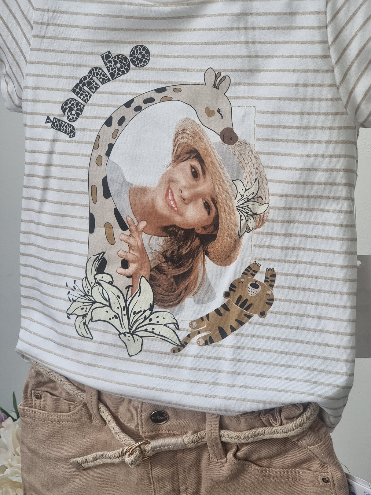 Mayoral Age 4yr Sample camel shorts & striped top