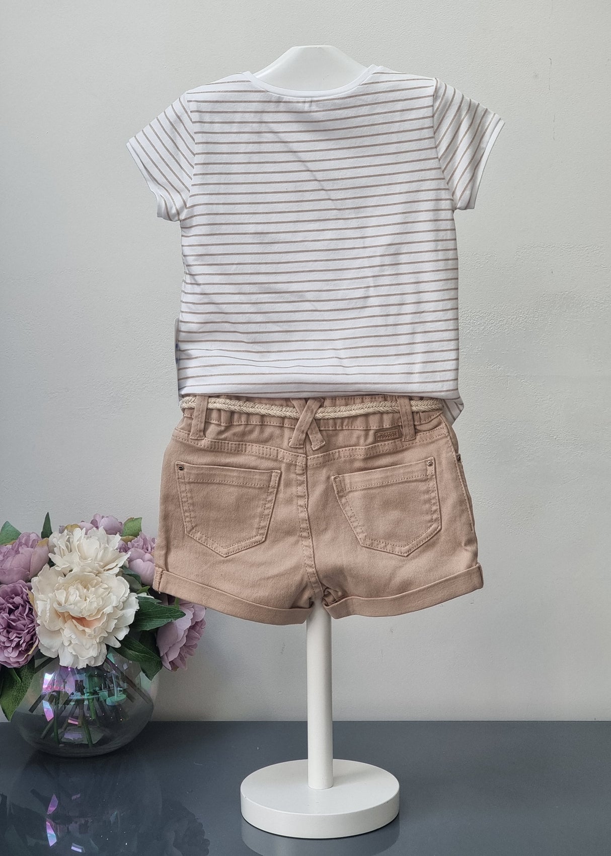 Mayoral Age 4yr Sample camel shorts & striped top