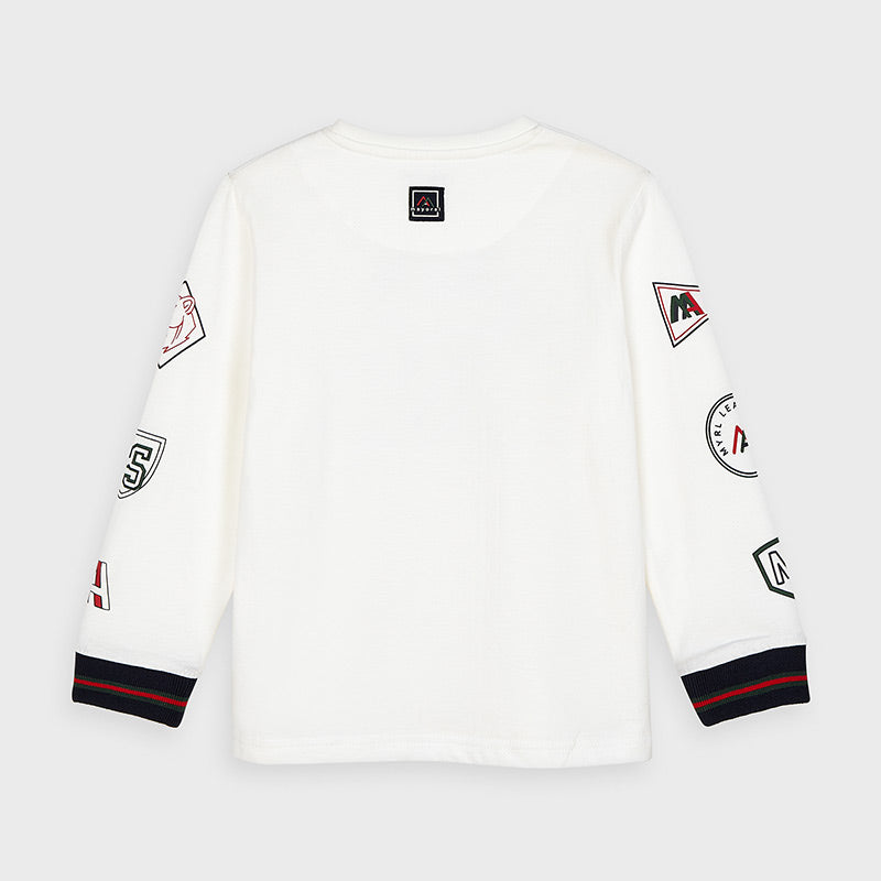 Mayoral Boy AW20 Cream Long sleeved t-shirt with print 4044