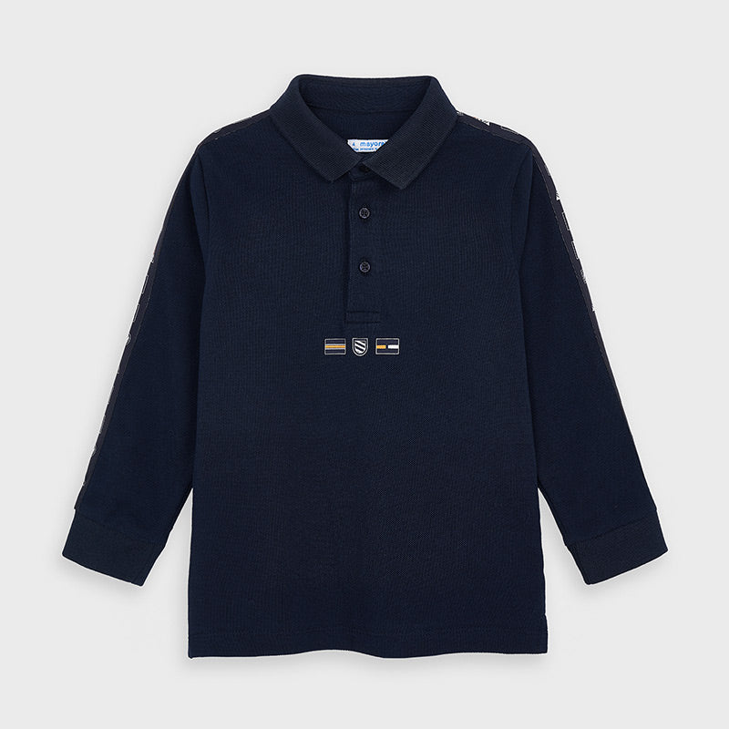 Mayoral Boy AW20 Long sleeved polo shirt with flag prints 4130
