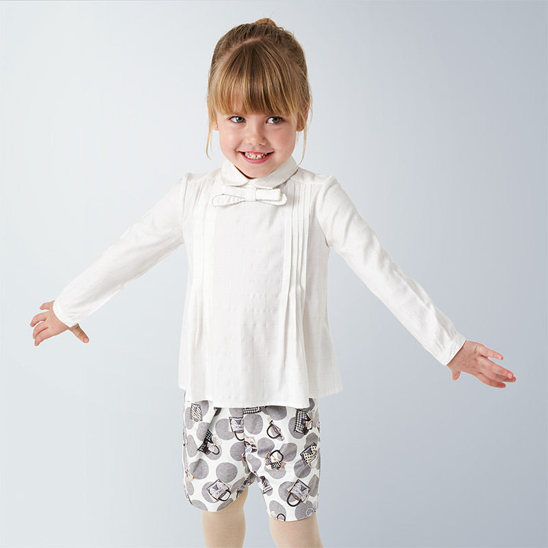 Mayoral Girl AW20 Grey Handbag Velvet Shorts 4204