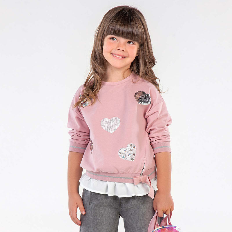 Mayoral Girl AW20 Pink Heart Pullover 4401
