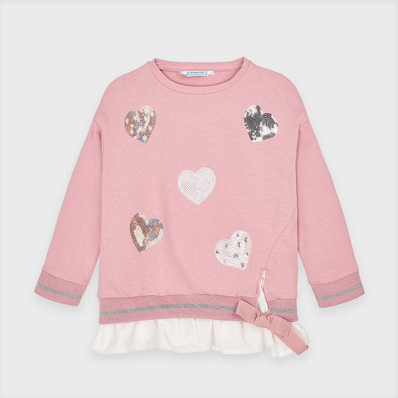 Mayoral Girl AW20 Pink Heart Pullover 4401