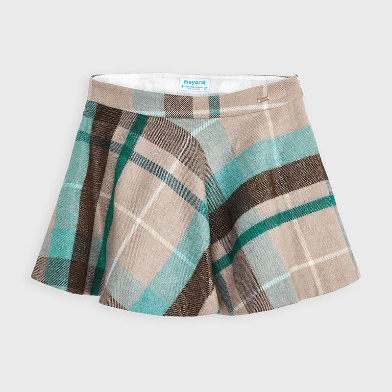Mayoral Girl AW20 Duck Green Plaid Lurex Skirt 4952