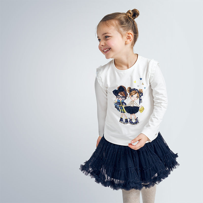 Mayoral Girl AW20 Navy Glitter Tulle Skirt 4953