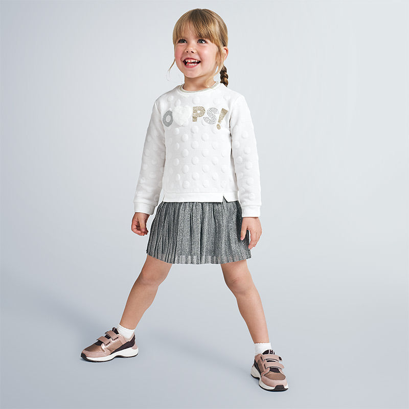 Mayoral Girl AW20 Silver Pleated Dress 4989
