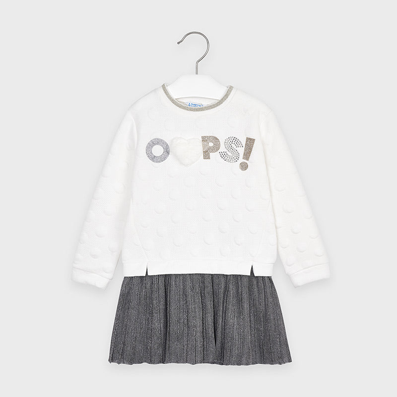 Mayoral Girl AW20 Silver Pleated Dress 4989