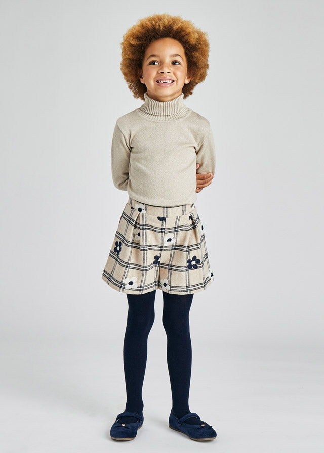 Mayoral Girl AW21 Navy Girl Flower Embroidered Shorts 4208