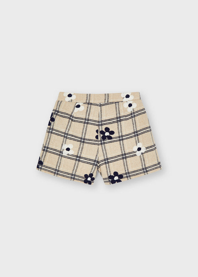 Mayoral Girl AW21 Navy Girl Flower Embroidered Shorts 4208