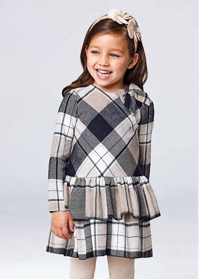 Mayoral Girl AW21 Navy Long Plaid Dress 4914