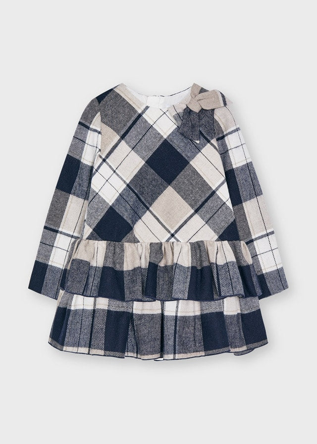 Mayoral Girl AW21 Navy Long Plaid Dress 4914