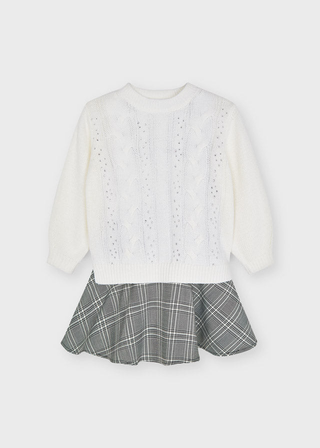 Mayoral Girl AW21 Dress with Tartan Skirt 4920