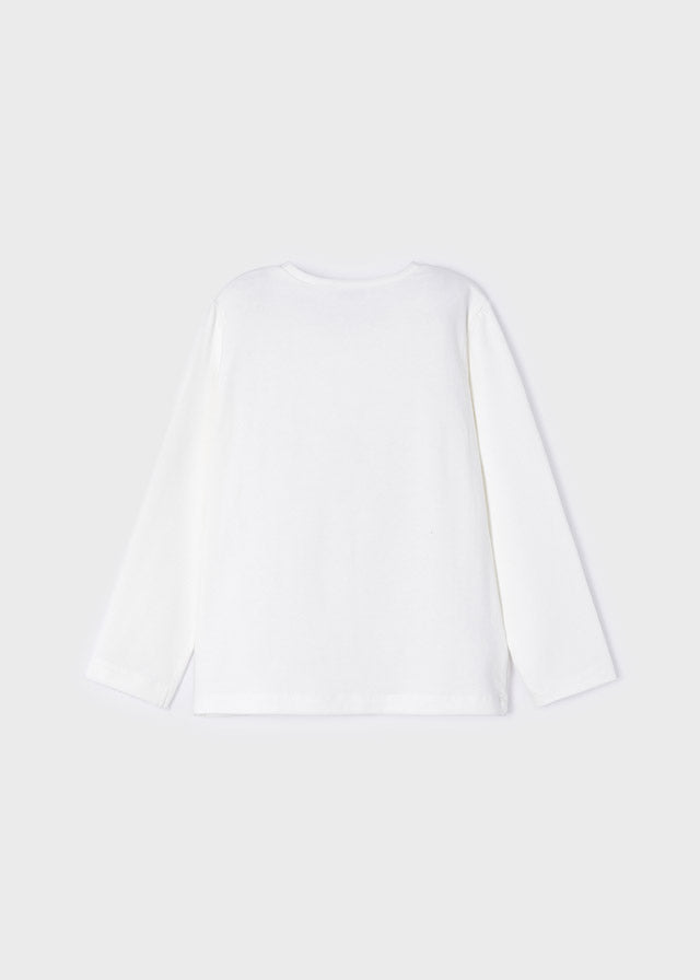 Mayoral Girl AW22 White Heart Long Sleeved Top 178