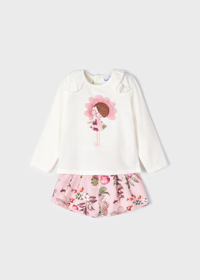 Mayoral Baby Girl AW22 Pink Corduroy Short Set 2233