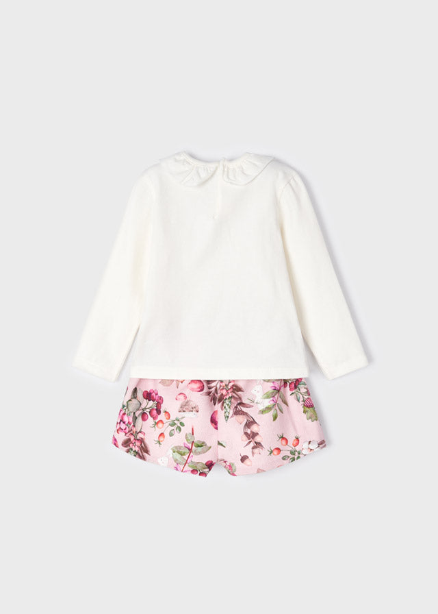 Mayoral Baby Girl AW22 Pink Corduroy Short Set 2233