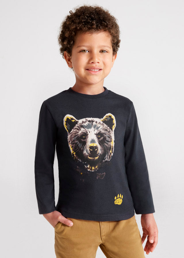 Mayoral Boy AW22 Grey Long Sleeved Bear Top 4006