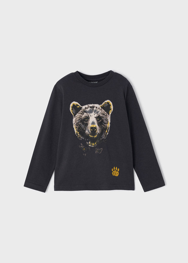 Mayoral Boy AW22 Grey Long Sleeved Bear Top 4006