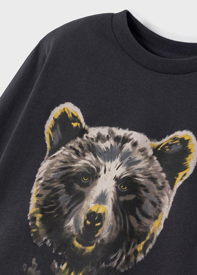 Mayoral Boy AW22 Grey Long Sleeved Bear Top 4006