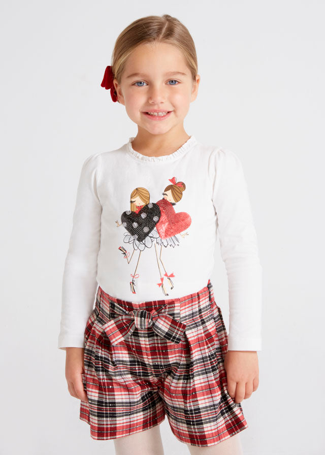 Mayoral Girl AW22 Red Plaid Short Set 4025/4210