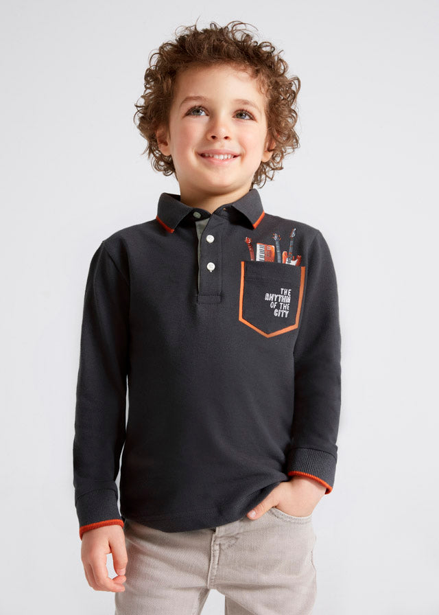 Mayoral Boy AW22 Grey Long Sleeved Polo Top 4179