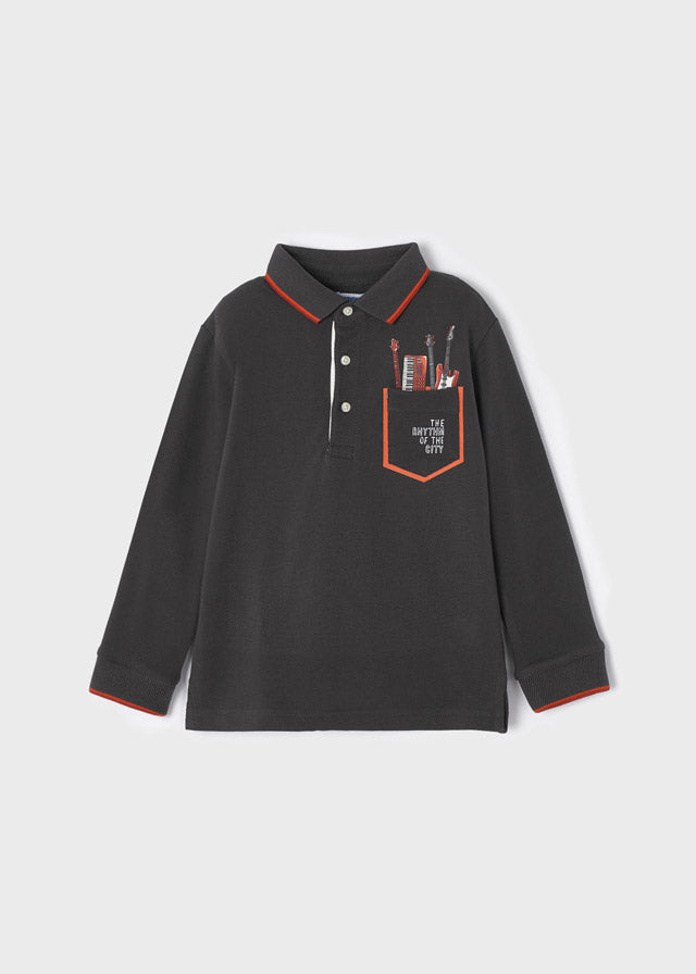 Mayoral Boy AW22 Grey Long Sleeved Polo Top 4179