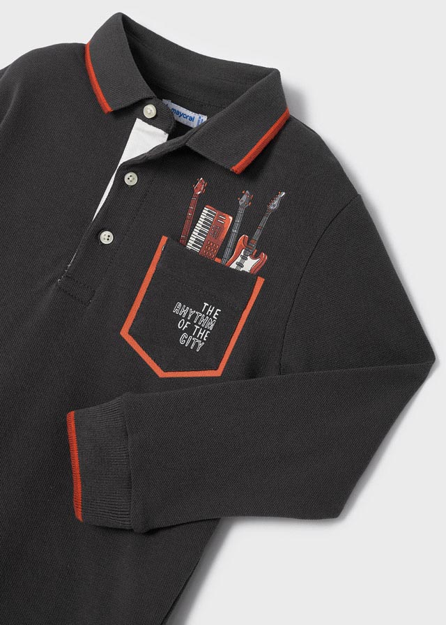 Mayoral Boy AW22 Grey Long Sleeved Polo Top 4179