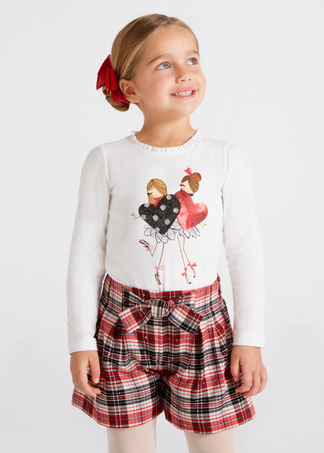 Mayoral Girl AW22 Red Plaid Short Set 4025/4210