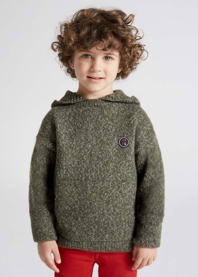 Mayoral Boy AW22 Green Knitted Hoodie 4390