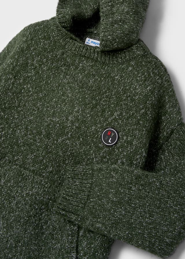 Mayoral Boy AW22 Green Knitted Hoodie 4390