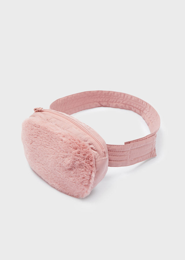 Mayoral Girl AW22 Pink Coat with Faux Fur Bag 4492