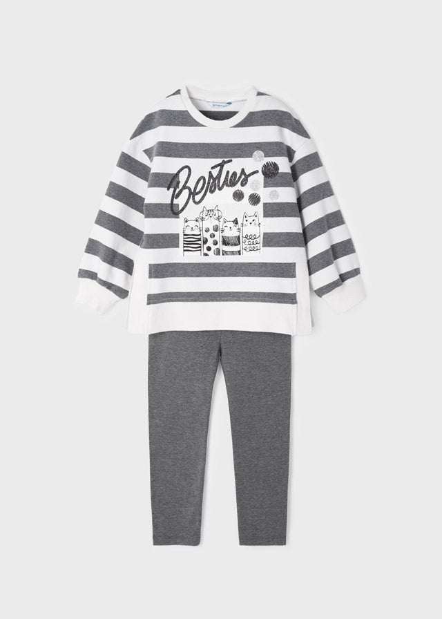 Mayoral Girl AW22 Grey Striped Besties Legging Set 4776