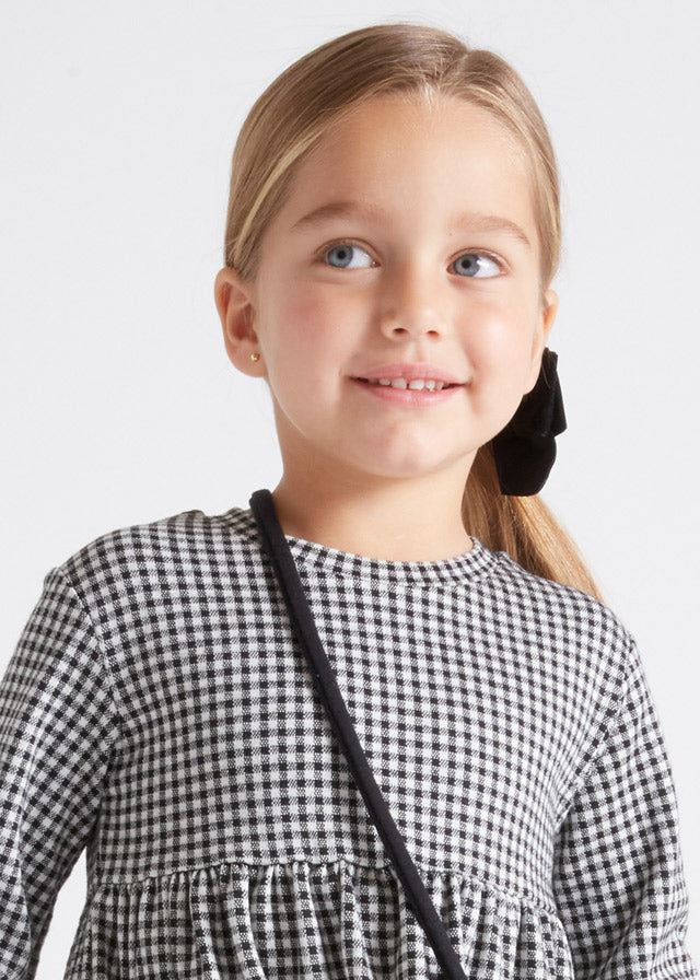 Mayoral Girl AW22 Black Gingham Dress & Bag 4968