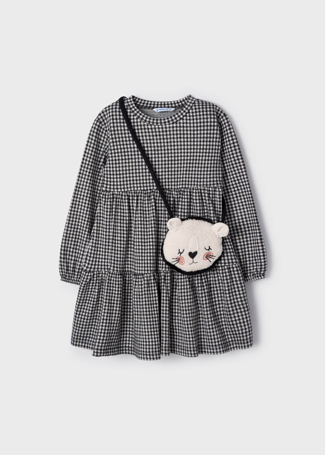 Mayoral Girl AW22 Black Gingham Dress & Bag 4968