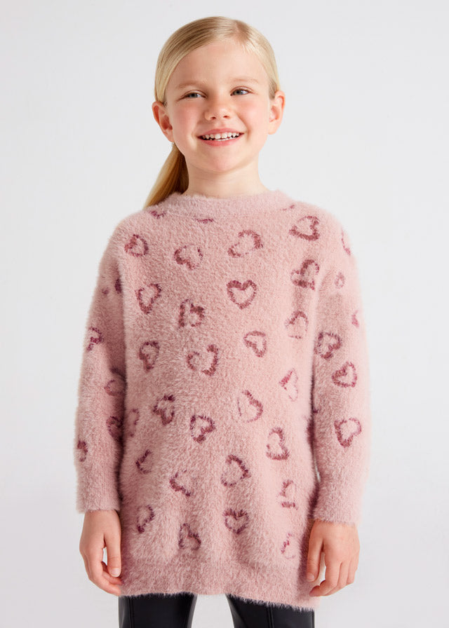 Mayoral Girl Pink Heart Knitted Dress 4969
