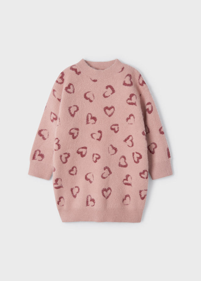 Mayoral Girl Pink Heart Knitted Dress 4969