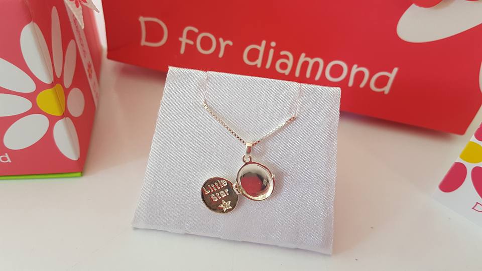D for Diamond Sterling Silver 'Twinkle little star' Locket & Chain