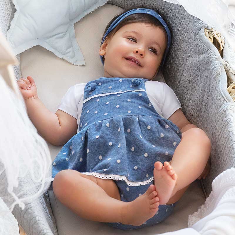 Mayoral Baby Girl T-shirt and skirt dungaree set with headband 1683