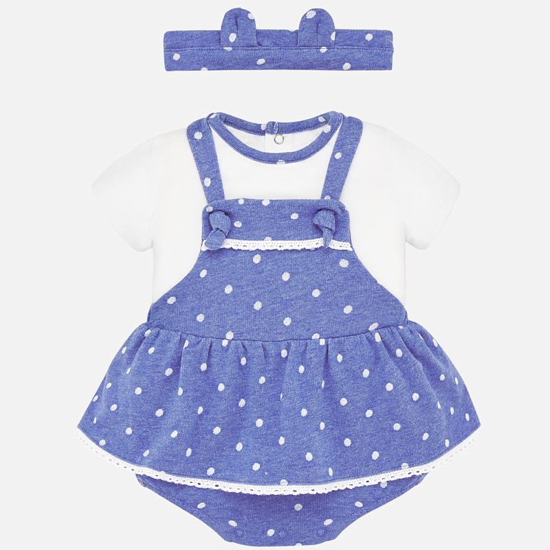 Mayoral Baby Girl T-shirt and skirt dungaree set with headband 1683