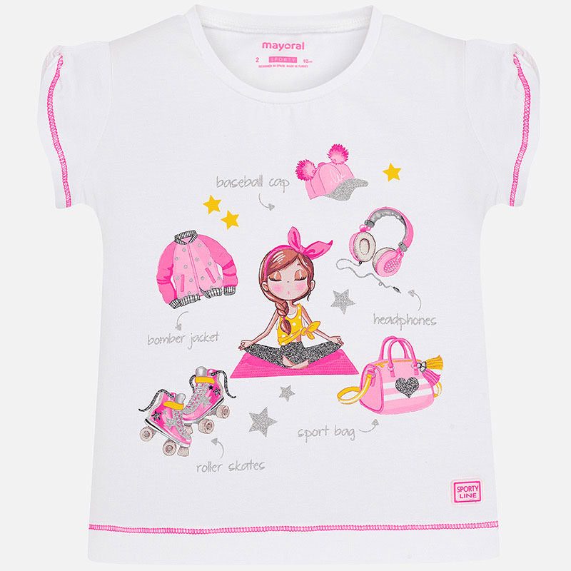 Mayoral Girl SS20 Pink printed Short sleeved Top 3016